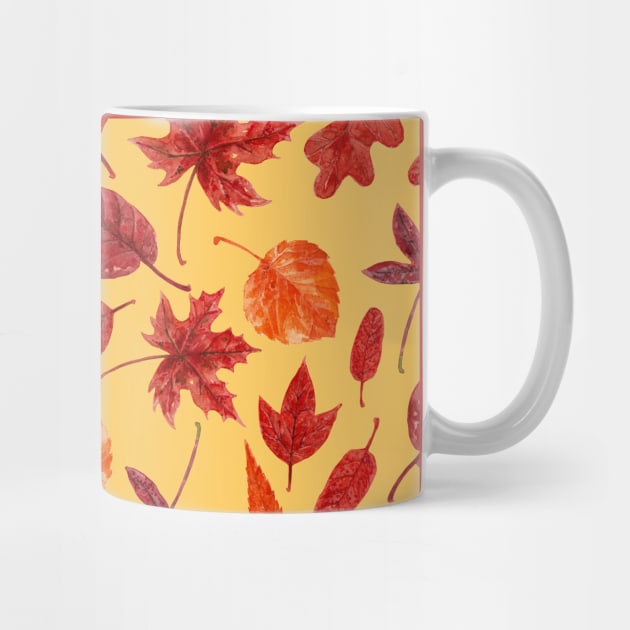 Red autumn leaves watercolor by katerinamk